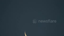 Stuning of slim fit moon is seen in Tanah Datar, West Sumatra, Indonesia, on May 5, 2024