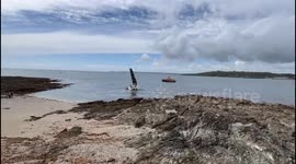 Part 2: Sailing boat hits rocks in St Mawes Cornwall and sailors being rescued by RNLI