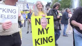 'Down with the crown' Protesters in London call for monarchy to be abolished as UK approaches anniversary of King's coronation