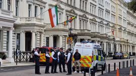 Massive police presence at Iranian embassy in London after protest was broken up for condemned rapper Toomaj Salehi