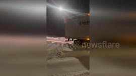 Heavy snow blankets roads on Interstate 80 in California