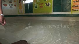 Amid Extreme heatwave, classroom turned into swimming pool in UP Kannauj