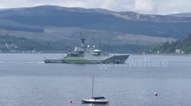HMS Tyne patrolling on Loch Long in Argyll on the West Coast of Scotland