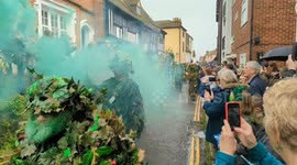 Rain fails to dampen spirits at the Jack in the Green festival, Hastings, UK