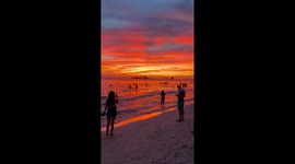 Gorgeous golden hour sunset delights tourists on Boracay island