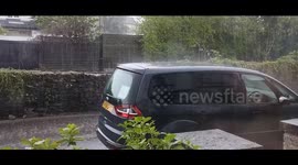 Heavy rain dampens bank holiday in Kendal, Cumbria