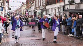 Rain fails to dampen spirits at Rochester Sweeps Festival in Kent, UK
