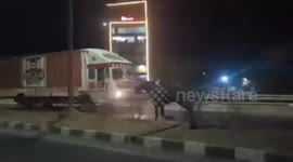 A Horse running amok on road of Rajkot hits car from front coming from other side,no casualty