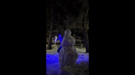 Star Wars Fan Takes Out Snowman