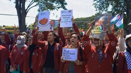 Students gather to show solidarity with Palestinians In Bandung Indonesia