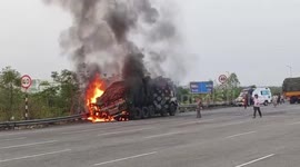 India: Man loses life as truck catches fire after being hit by car