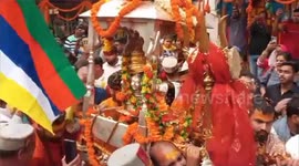 In Northern India Departure of the divine Panchmukhi movable idol of Baba Shri Kedarnath Ji Utsav Doli celebration by devotees