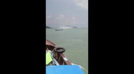 Waterspout tornado churns up the sea in southern Thailand