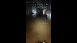 Floodwaters invade Beira Rio Stadium hallways in Porto Alegre amid severe rainfall