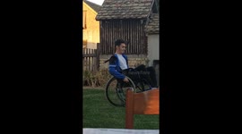 Wheelchair stunt attempt ends in tumble
