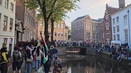 Pro Palestine demonstration at the university of Amsterdam, Netherlands