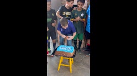 Birthday celebration takes a chaotic turn as family dog almost ruins the cake