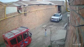 Naughty toddler starts grandfather's tuktuk and crashes into car