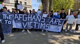 Afghan diaspora protest against the UK government's Rwanda plan in Westminster as deportation flights loom