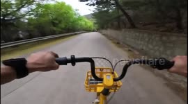 Cyclist records himself crashing on sharp downhill bend