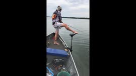 Fisherman's phone tumbles into sea after he dropped in onto boat