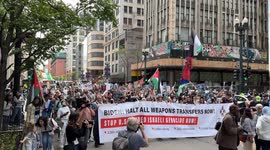 Pro-Palestine supporters protest President Joe Biden's visit to Chicago for a fundraiser