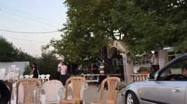 Wedding party on street