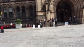 Outside Manchester town hall polling station #1