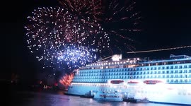 Amazing fireworks display for Viking Sea cruise ship christening party