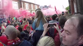 Shocking moment 'rocket launched at Liverpool fans'