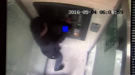 Drunk man smashes ATM after his bank card is swallowed by it