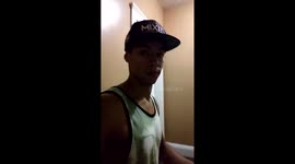 Guy attempts to scare girlfriend and trips over cat