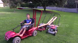 Combining three lawnmowers and a go-kart in an amazing life hack