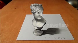 How to Draw 3D Bust of Venus, Anamorphical Art by Vamos