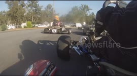 Go-kart flips over at rolls at 90 km/h