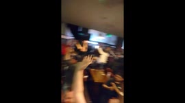 Fans celebrate West Ham United beating Manchester United in final Boleyn Stadium Game