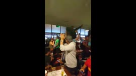 Fans celebrate West Ham Utds final game at the Boleyn