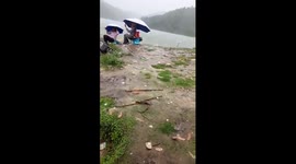 Fishermen get hit by ridiculously large hailstones