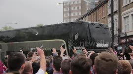 HD footage of Manchester United team bus being 'attacked' outside West Ham stadium