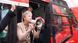 Exeter UK 11 May 2016 Brexit Battle Bus arrives in Exeter. Gisela Stewart Labour MP addresses the crowd