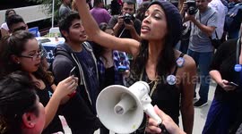 Actress Rosario Dawson as part of Rock The Campus 4 Bernie campaigns to register young voters and support Bernie Sanders at College Campuses