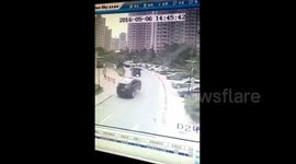 BMW drives onto cement ball