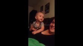 Scared baby laughing