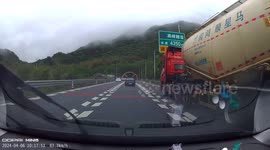 Highway collision caught on video: traffic jam leads to chain reaction crash