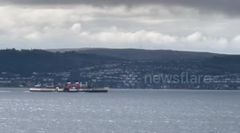 Paddle Steamer The Waverley starting sea trials on The Clyde in Scotland