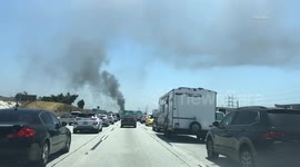 Motorist in critical condition after semi truck is set alight following crash in Los Angeles