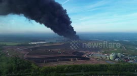 Giant column of black smoke engulfs skyline as massive blaze strikes Staffordshire industrial estate