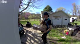 Chickens Greet Amazon Delivery Driver