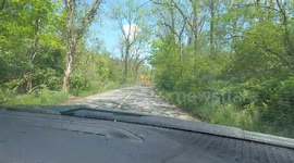 Rescue responding down a country road, Dornsife, Pennsylvania