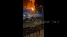 UK: Fire Destroys Sports Facility In Salford, Greater Manchester